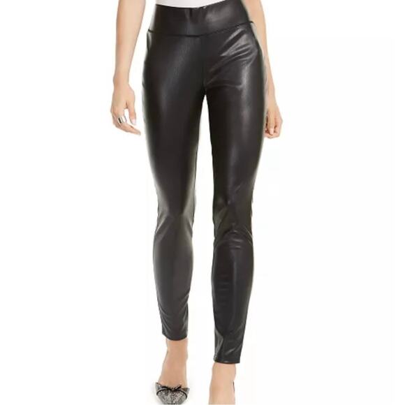 INC International Concepts NWT Black Faux Leather Pull-On Legging - size 10 - Picture 1 of 7